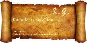 Korpás Gábor névjegykártya
